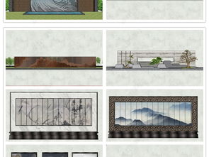 精品山水景墻景墻景墻影壁墻文化墻圍墻園林景觀墻su模型設計模型下載